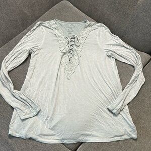 American Eagle Outfitters Large Lace Up Front Mint Color Long Sleeve Top